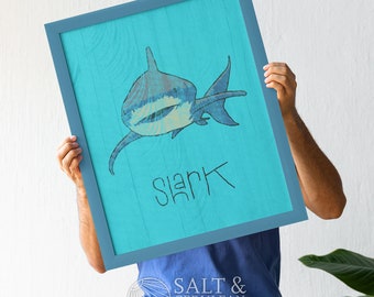 Shark Rustic hand drawn digital illustration art print