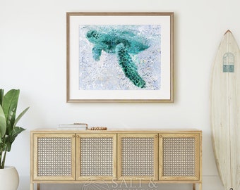 Sea turtle splatter painting art print