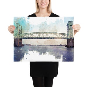 Cape Fear Memorial Bridge Watercolor Art Print image 5