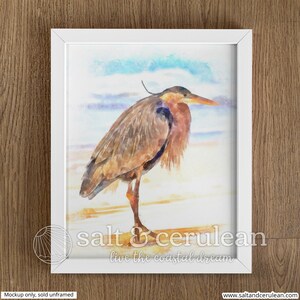 Blue Heron Print, Bird Art, heron painting, coastal birds, coastal art print, bird print, watercolor, art print, North Carolina, beach art