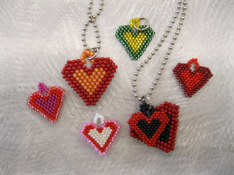 Pink Heart Earrings Brickstitch Heart Earrings Think Pink Etsy