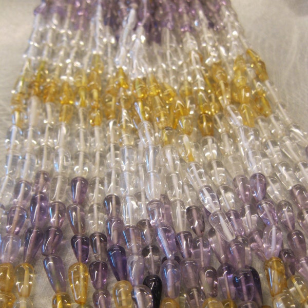 SALE!!! Destash! Gemstone Teardrops in Amethyst, Citrine, and Clear Quartz, Assorted Quartz Teardrop Beads