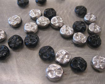 10mm Moon Face Beads, Moon Face Czech Glass Bead Strands, Blue Moon Beads, Destash