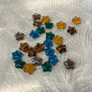 12mm Mixed Star Lot, Assorted Colored Stars, Czech Glass Star Beads