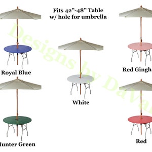 Kwik Covers Fits 48&quot; Round Umbrella Fitted Plastic Table Cover, Party Tablecloths