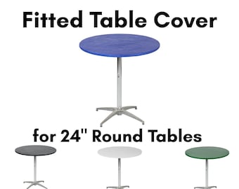 Kwik Covers Fits 24" Round Fitted Plastic Table Cover, Party Tablecloths