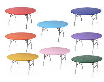 Kwik Covers 60" Round Fitted Plastic Table Cover, Party Tablecloths