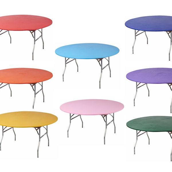 Nappe de table ronde en plastique ronde de 60 po. Kwik Covers, nappes de fête