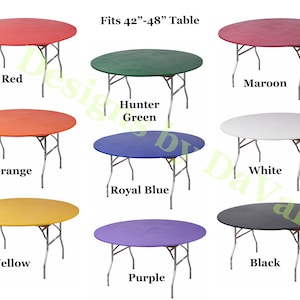 Kwik Covers Fits 42&quot;-48&quot; Round Fitted Plastic Table Cover, Party Tablecloths
