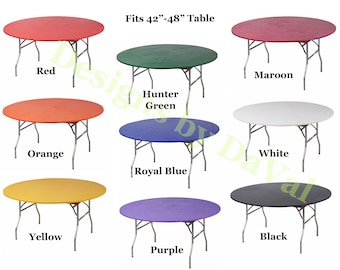 Kwik Covers Fits 42"-48" Round Fitted Plastic Table Cover, Party Tablecloths