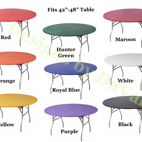 Kwik Covers Fits 42"-48" Round Fitted Plastic Table Cover, Party Tablecloths