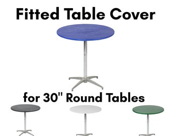 Kwik Covers Fits 30" Round Fitted Plastic Table Cover, Party Tablecloths