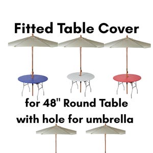 Kwik Covers Fits 48" Round Umbrella Fitted Plastic Table Cover, Party Tablecloths