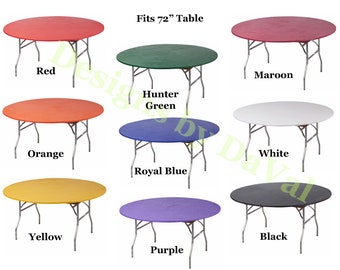 Kwik Covers Fits 72" Round Fitted Plastic Table Cover, Party Tablecloths