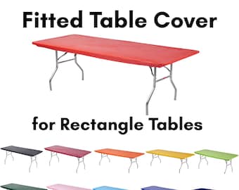 Kwik Covers Banquet Fitted Plastic Table Cover, Party Tablecloths