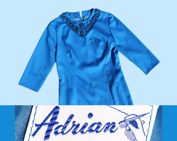 1960s Bedazzled Beaded Blue "Adrian" Toronto Party