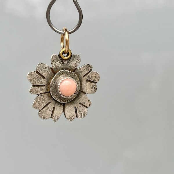 Rose Quartz Flower Sterling Pendant ... Flower...