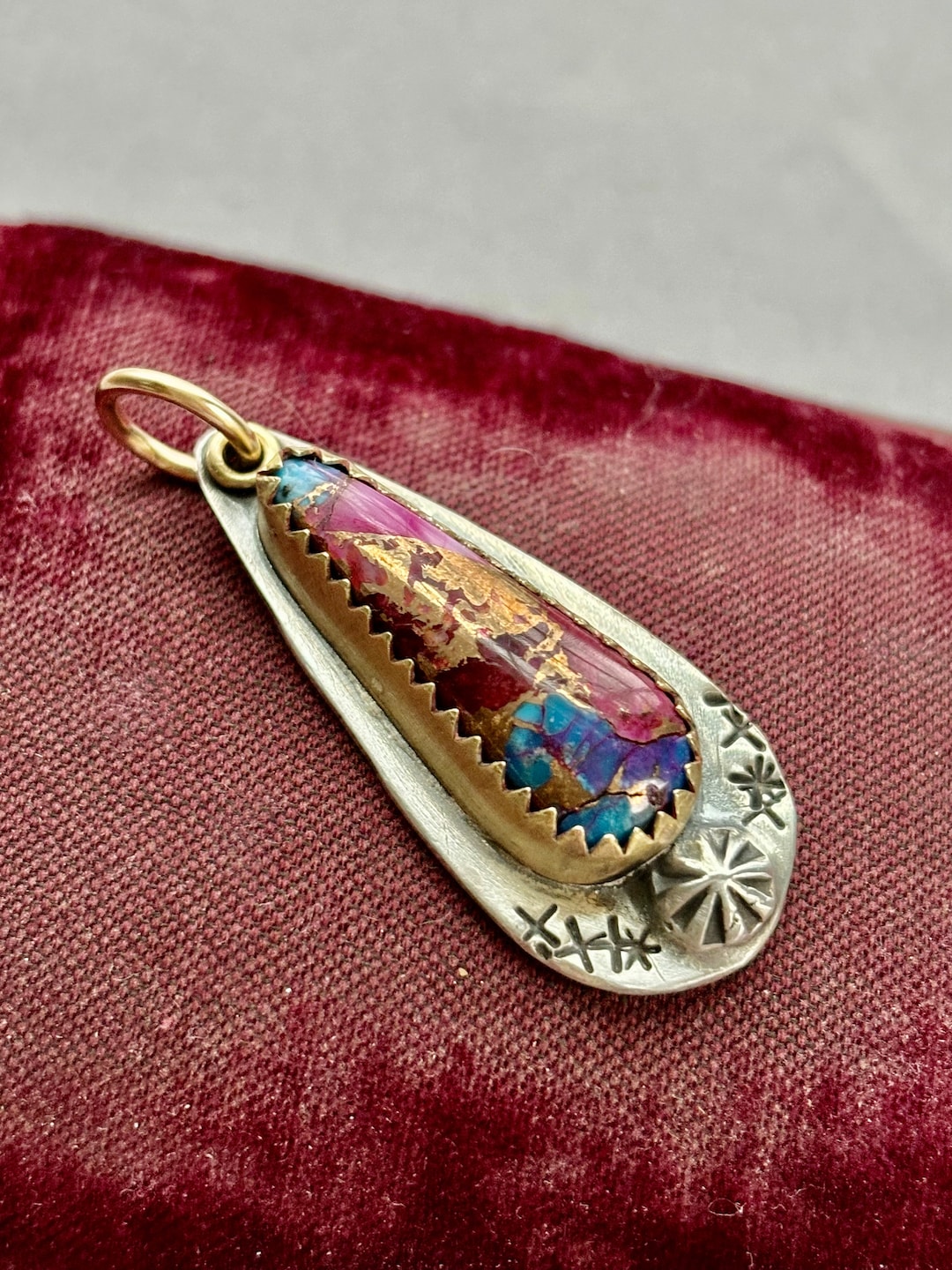 Dahlia Kingman Turquoise Naja Charm Pendant Sterling Silver . Dangle