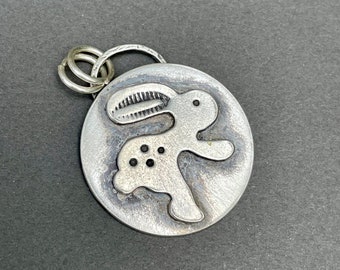 Sterling Stylized Rabbit Pendant  . Pendant Sterling Silver.