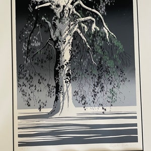 Eyvind Earle Serigraph 18/40 Fir Tree In Snow 1976 groot.