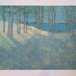 Litografía de Andre Bourrie, paisaje firmado, edición limitada.