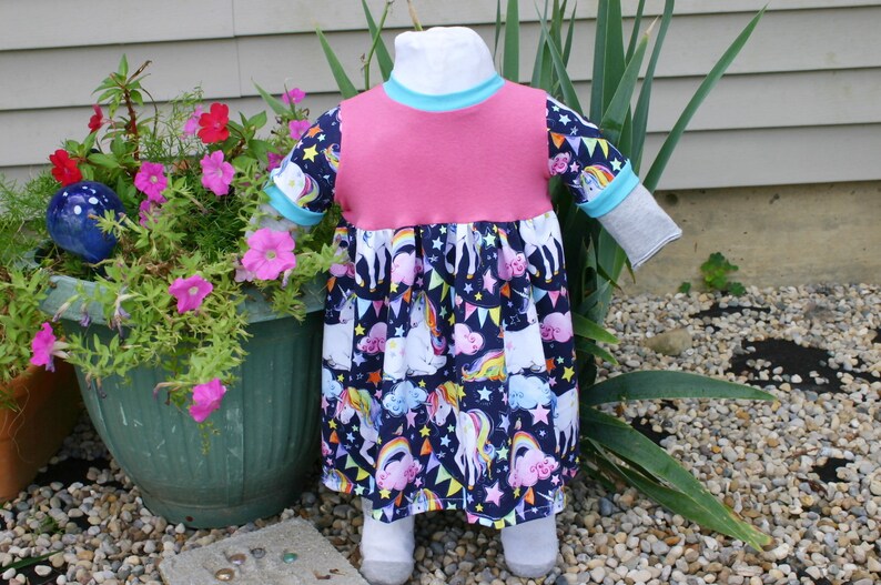 Unicorn Dress CUSTOM ORDER Pink teal horses party dress
