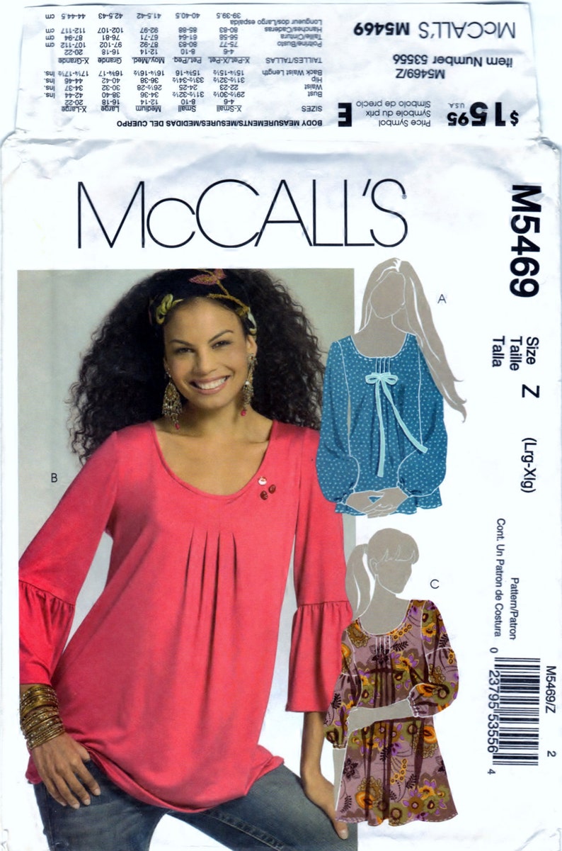 McCalls 5469 Sewing Craft Pattern Misses Miss Petite Tunics image 5