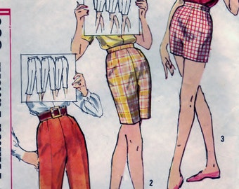 Simplicity 3435 Rare Oop Diy Pedal Pushers & Shorts Vintage Sewing Craft Supply W30 H40 CUT