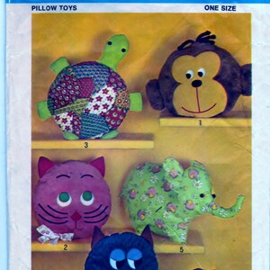 Simplicity 9740 Pattern Pillow-Toys And Pajama Bags: Monkey, Cat, Turtle, Owl, Elephant, And Frog image 5