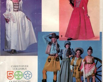 Girls Historical Costumes Size A (7 - 14) - UNCUT Simplicity 0614 Pattern OOP/HTF