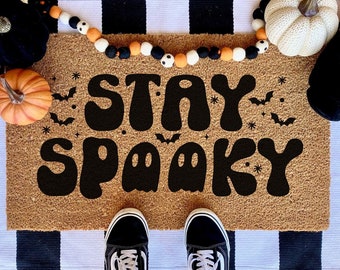 Stay Spooky Halloween doormat, Halloween Doormat, pumpkin, fall decor, personalized doormat, funny doormat, Ghost, Horror, spooky