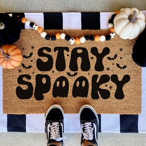 Stay Spooky Halloween doormat, Halloween Doormat, pumpkin, fall decor, personalized doormat, funny doormat, Ghost, Horror, spooky