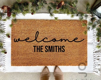 Custom Door Mat, Last Name Doormat, Housewarming Gift, Wedding Gift, Front Door Decor, Closing Gift, Personalized Welcome Doormat