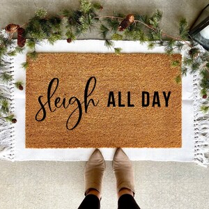 Christmas Sleigh All Daydoormat, Christmas decor, personalized doormat, holiday doormat, welcome mat, front doormat, winter, custom doormat