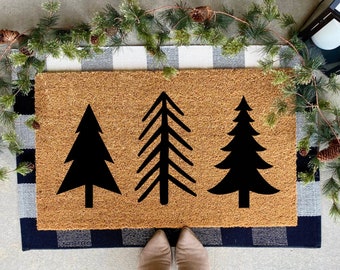 Modern Merry Christmas Tree doormat, Christmas decor, personalized doormat, holiday doormat, welcome mat, Modern Decor, winter decor