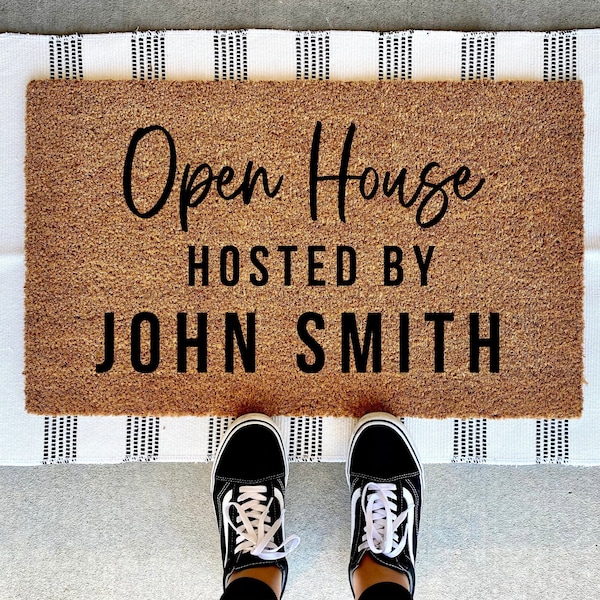 Open House Doormat, Realtor doormat, Open House Sign, Business Logo Doormat, Real Estate Logo, Custom Welcome Mat, Realtor, Realtor Gift