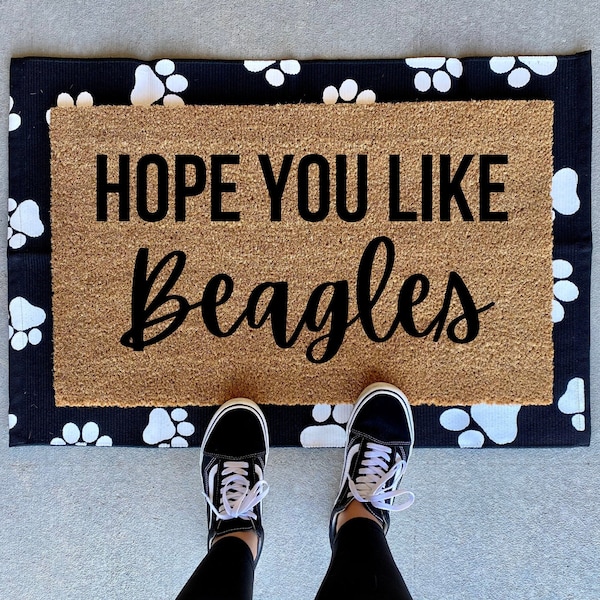 Hope You Like Beagles Welcome Mat, Dog Owner Gift , Personalized Doormat, custom welcome mat, dog doormat, hope you like dogs, Pet Lover