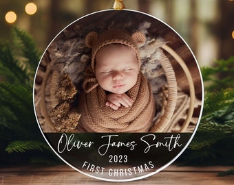 Personalisierte Babys erstes Weihnachten, 2023 Weihnachtsverzierung, erstes Weihnachten, Fotoverzierung, Weihnachtsverzierung, benutzerdefinierte Verzierung, 2023