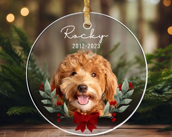 Haustier-Foto-Verzierung 2023, benutzerdefinierte Hunde-Weihnachtsverzierung, Haustier-Denkmal-Verzierung, Katze-Weihnachtsfoto-Verzierung, Haustier-Porträt