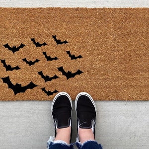 Bats Halloween doormat, Halloween Doormat, pumpkin, fall decor, personalized doormat, funny doormat, welcome mat, front doormat