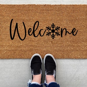 Welcome Christmas Snowflake doormat, Christmas decor, personalized doormat, funny doormat, welcome mat, front doormat, winter decor