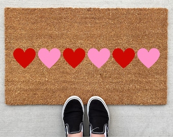 Hearts Valentine's Day doormat, Valentine's decor, personalized doormat, funny doormat, welcome mat, front doormat, heart doormat