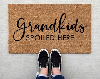 Grandkids Spoiled Here Doormat, home decor, personalized doormat, grandparents gift, welcome mat, front doormat, porch