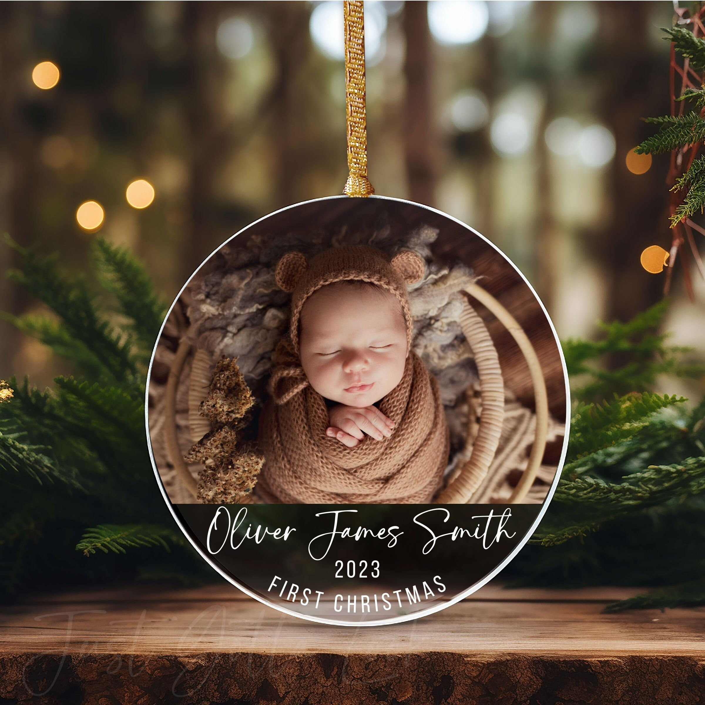 Personalized Baby&#39;s First Christmas, 2023 Christmas Ornament, First Christmas, Photo Ornament, Christmas Ornament, Custom Ornament, 2023