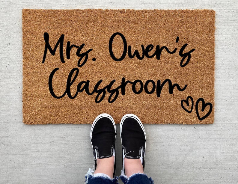 Custom Teacher Classroom doormat, personalized Doormat, porch decor, custom mat, welcome mat, teacher gift, back to school, end of school image 1