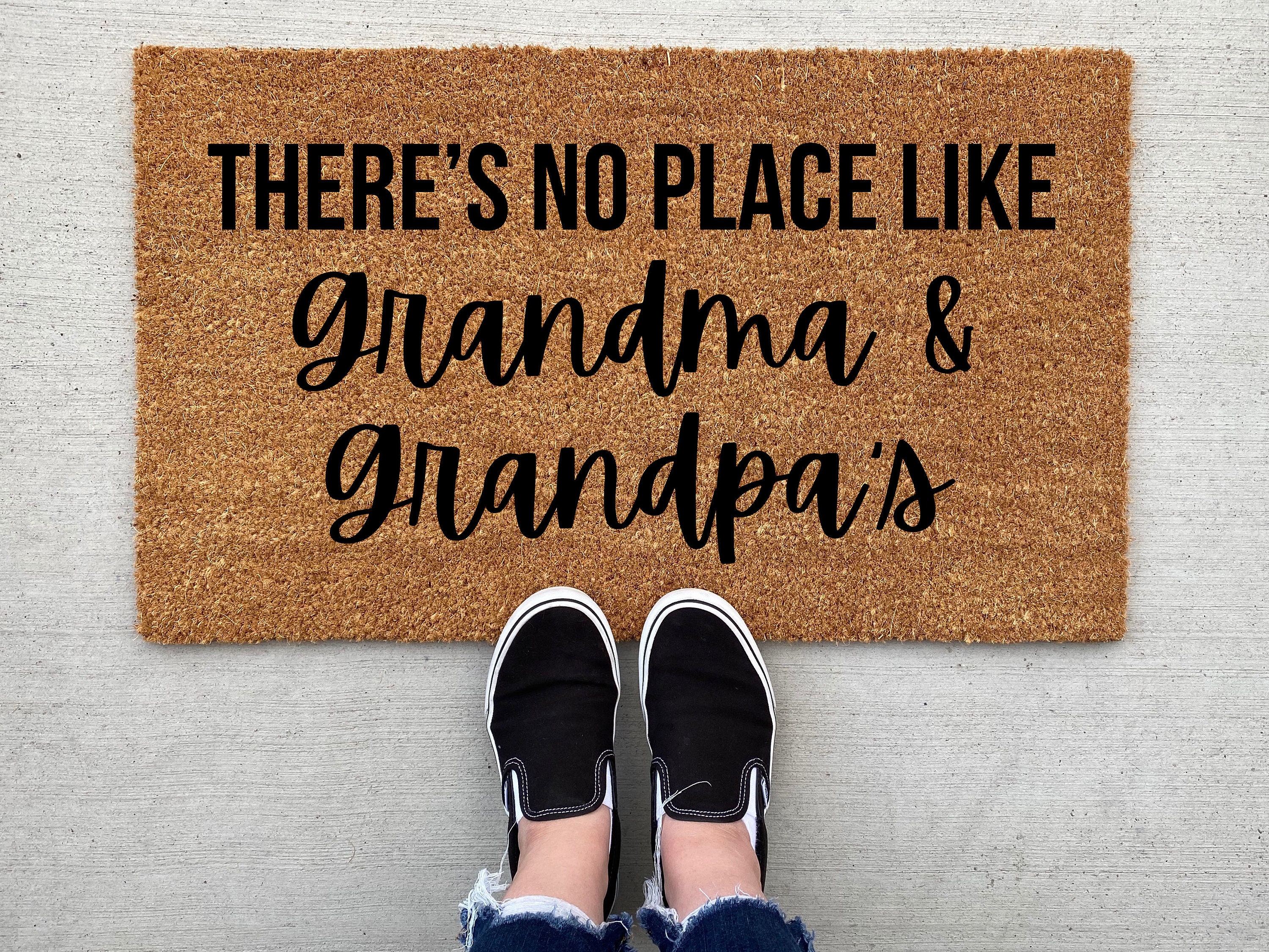 Theres No Place Like Grandma and Grandpas Mothers Day Funny Door Mat Welcome Mat Grandparent Gift Fathers Home Doormat