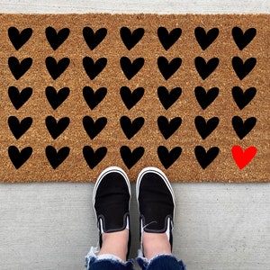 Hearts Valentine's Day doormat, Valentine's decor, personalized doormat, funny doormat, welcome mat, front doormat, heart doormat