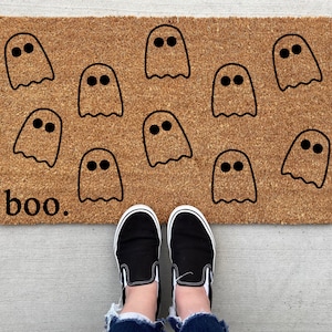 Boo Ghost Halloween doormat, Halloween Doormat, pumpkin, fall decor, personalized doormat, funny doormat, welcome mat, front doormat, fall