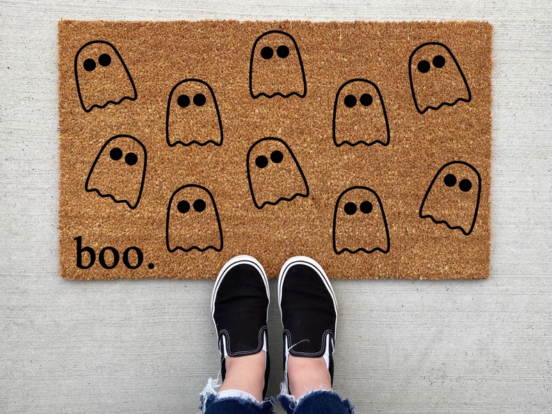 Boo Ghost Halloween doormat, Halloween Doormat, pumpkin, fall decor, personalized doormat, funny doormat, welcome mat, front doormat, fall image 1