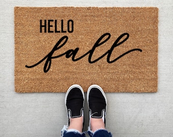 Hello Fall doormat, pumpkin, fall decor, personalized doormat, pumpkin doormat, welcome mat, front door mat, fall y'all, autumn